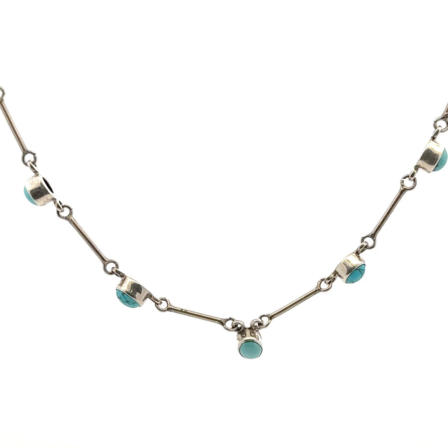 Natural Persian Turquoise Necklace – Elegant Handmade 925 Sterling Silver Jewelry