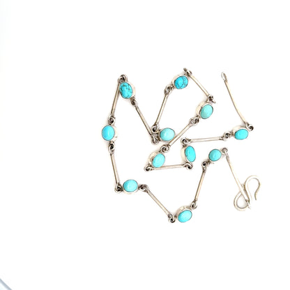 Natural Persian Turquoise Necklace – Elegant Handmade 925 Sterling Silver Jewelry