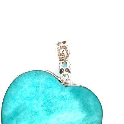 Amazonite Pendant with One Natural Blue Zircon – Handmade 925 Sterling Silver Design
