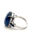 Simple Prong Kyanite Ring with Two Sapphires – Handmade 925 Sterling Silver Design