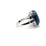 Simple Prong Kyanite Ring with Two Sapphires – Handmade 925 Sterling Silver Design