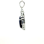 Round-shaped Kyanite Pendant with Flower Top – Handmade 925 Sterling Silver Design