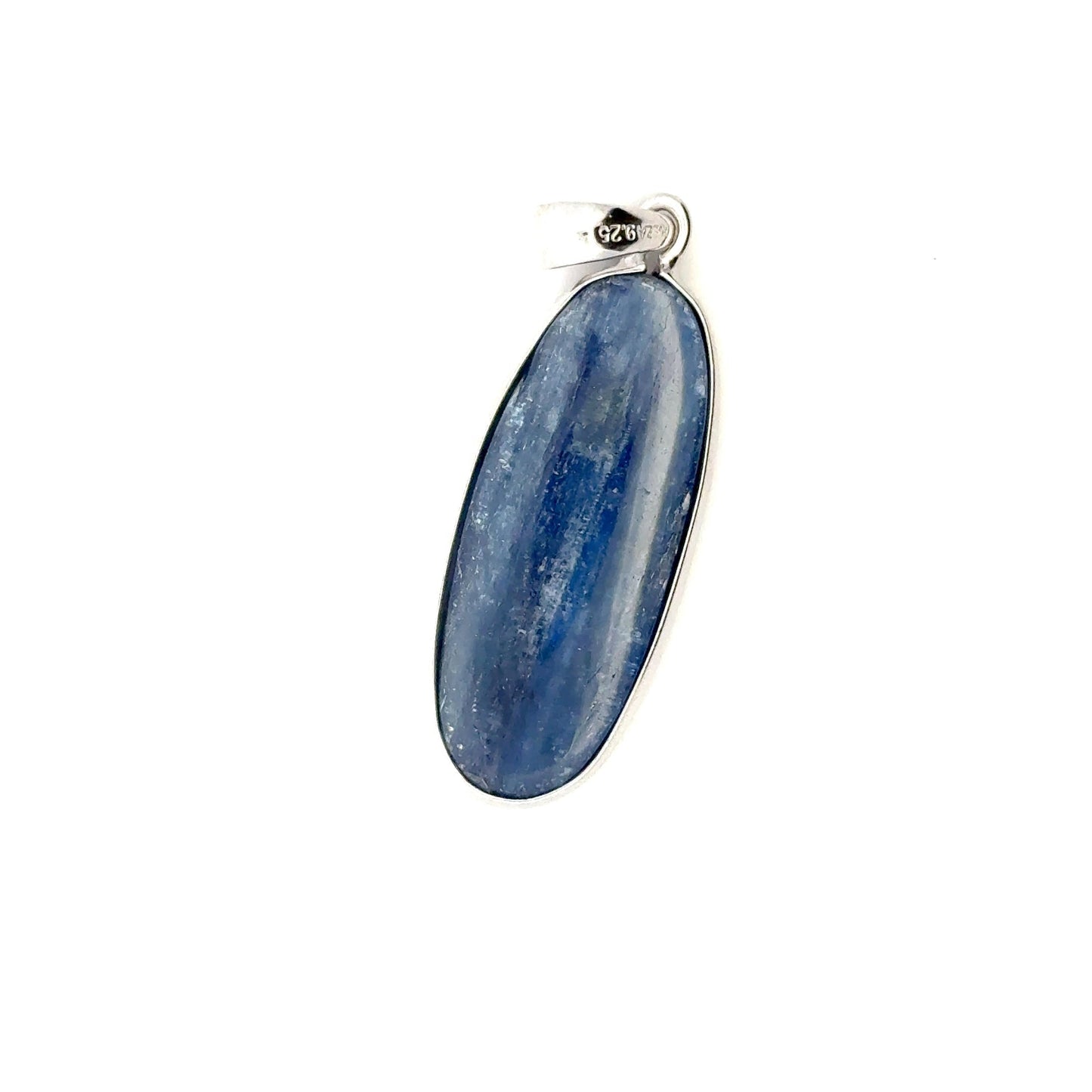 Oval-Shaped Kyanite Pendant – Handmade 925 Sterling Silver Design