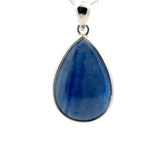 Pearl-Shaped Kyanite Pendant – Handmade 925 Sterling Silver Design