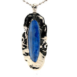 Kyanite Pendant with Three Sapphires – Handmade 925 Sterling Silver Design