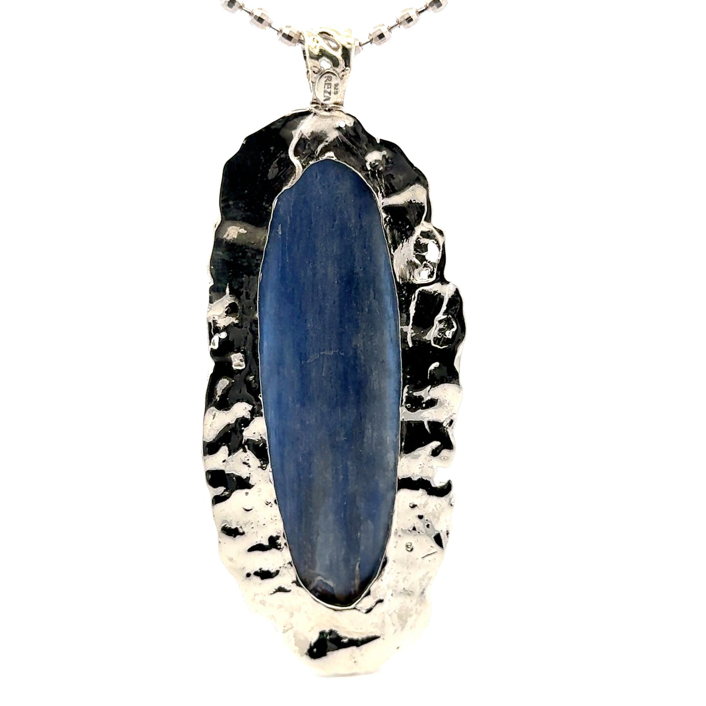 Kyanite Pendant with Four Sapphires – Handmade 925 Sterling Silver Design