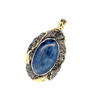 Double-Sided Kyanite Pendant – Handmade 18K Gold & Black Rhodium Plated Design