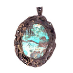 Shattuckite Pendant with Diopside Emeralds in Black Rhodium Plating