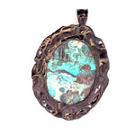 Shattuckite Pendant with Diopside Emeralds in Black Rhodium Plating