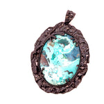 Shattuckite Pendant with Diopside Emeralds in Black Rhodium Plating