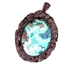Shattuckite Pendant with Diopside Emeralds in Black Rhodium Plating