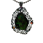 Ammolite Pendant with Multicolor Sapphires