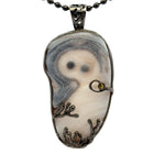 Druzy Chalcedony Quartz Coral Reef Black Rhodium Pendant with Yellow Sapphire