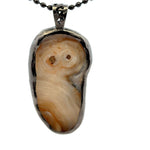 Druzy Chalcedony Quartz Coral Reef Black Rhodium Pendant with Yellow Sapphire