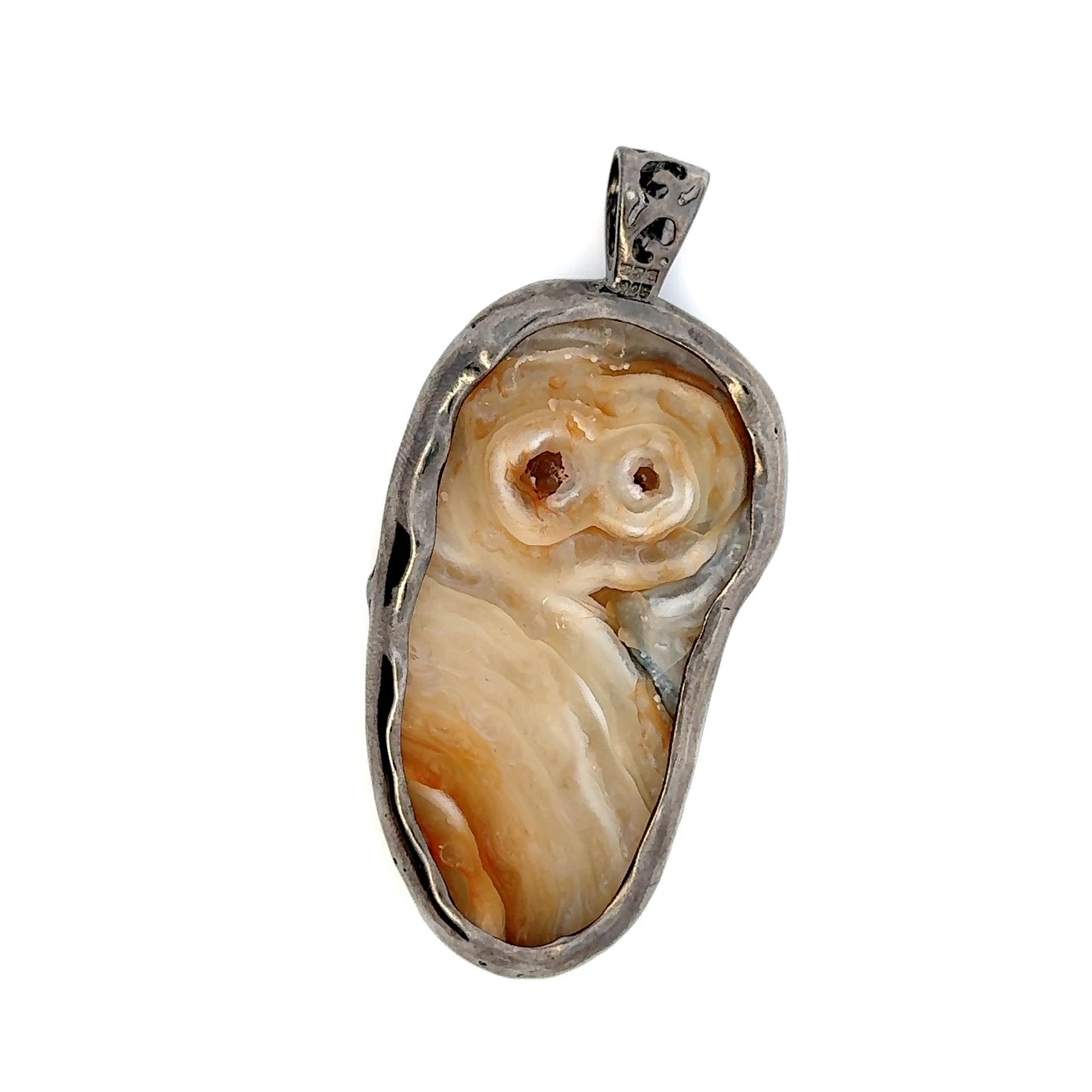 Druzy Chalcedony Quartz Coral Reef Black Rhodium Pendant with Yellow Sapphire