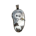 Druzy Chalcedony Quartz Coral Reef Black Rhodium Pendant with Yellow Sapphire