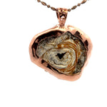 Druzy Chalcedony Quartz Coral Reef Pendant with Blue Sapphire(Rose Gold Plating)