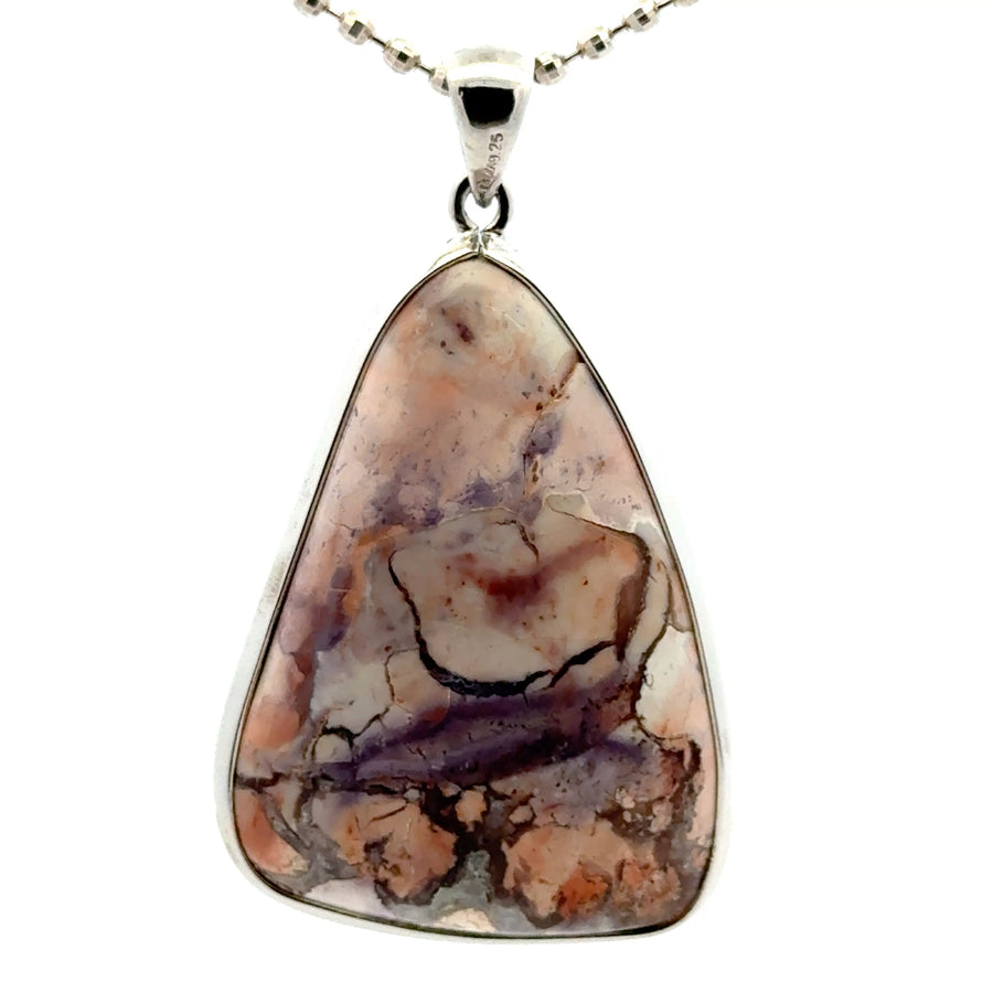 Double-Sided Tiffany Stone 925 Sterling Silver Pendant (Polished Both Sides)