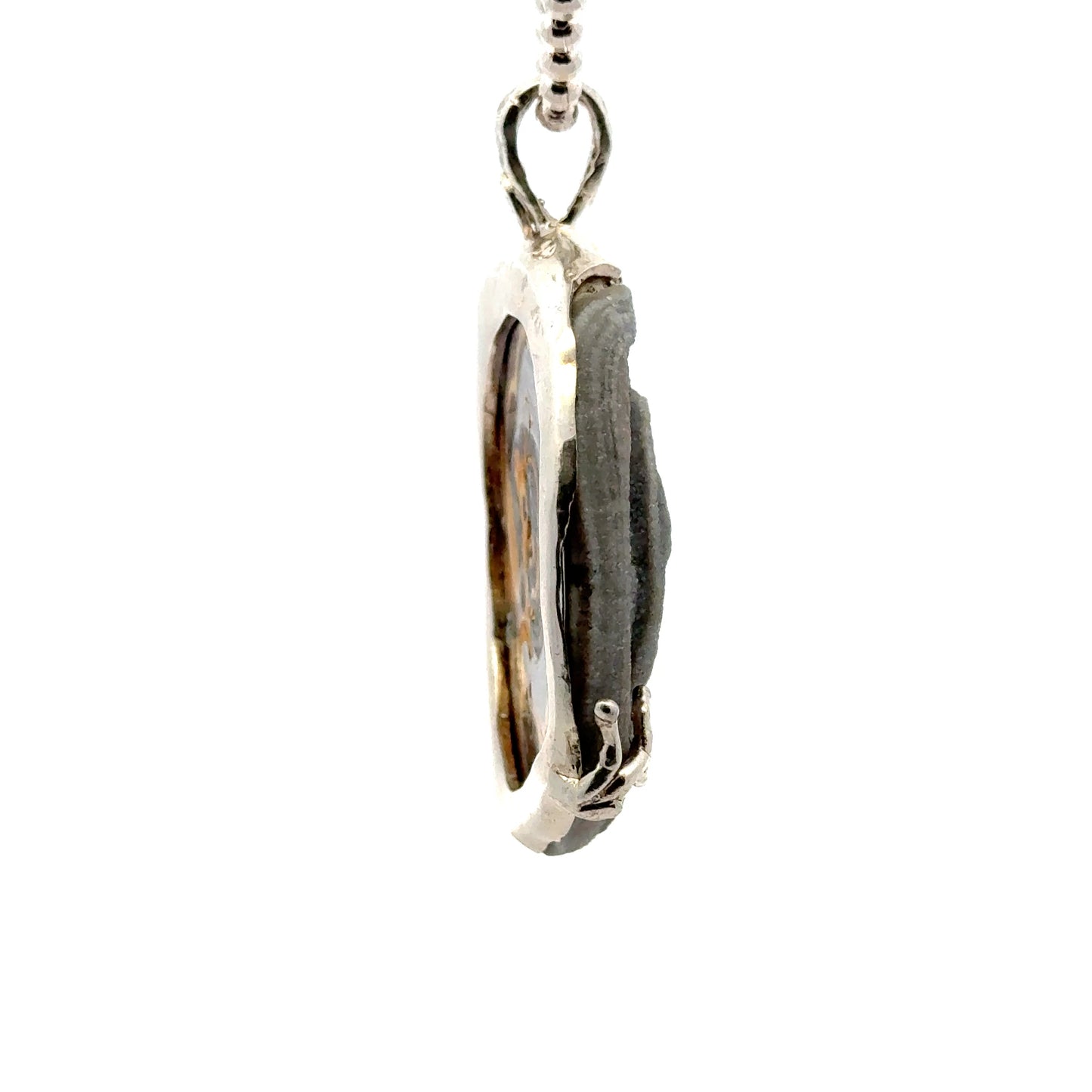 Druzy Chalcedony Quartz Coral Reef Design Pendant 925 Sterling Silver