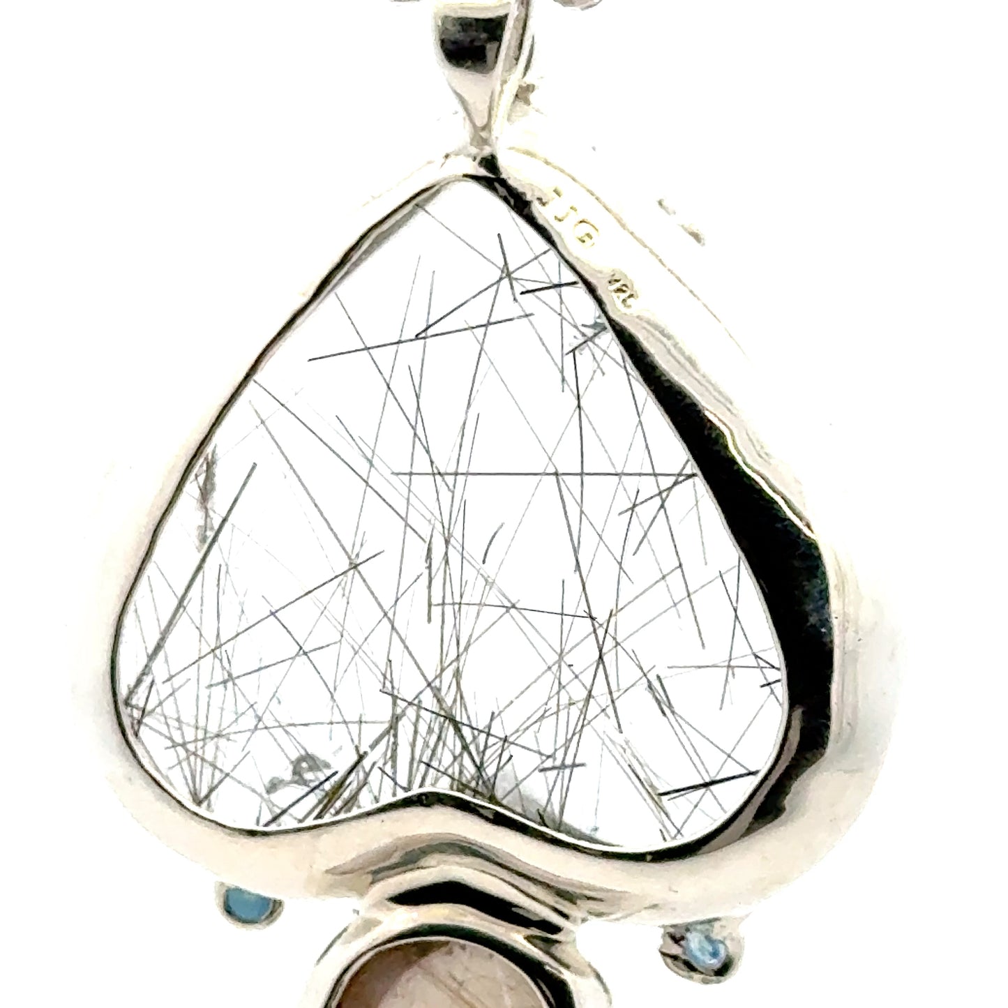 Rutilated Quartz Coral Reef Pendant with Blue & Orange Sapphire,Quartz & Citrine