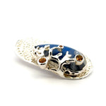 Rainbow Moonstone Coral Reef Pendant with Three Yellow Sapphires