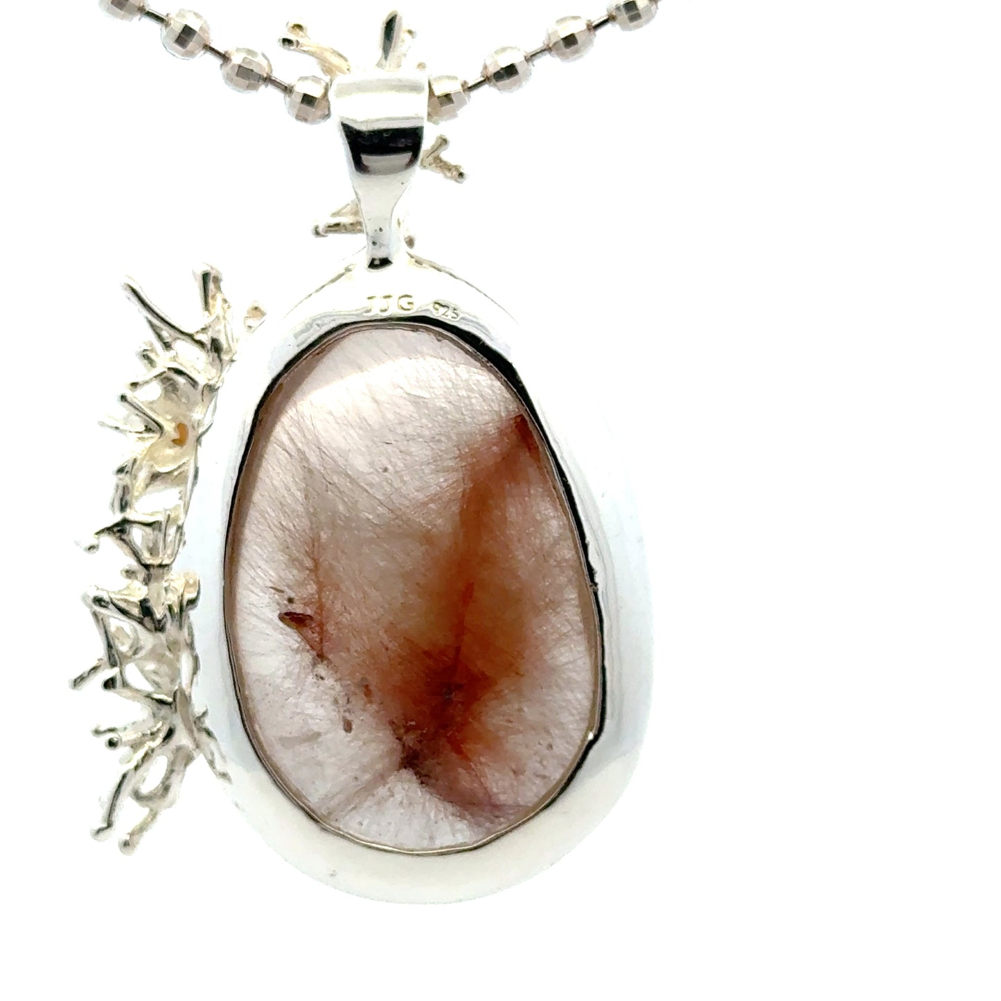 Golden Rutilated Quartz Coral Reef Pendant with Three Yellow Sapphires