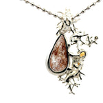 Handmade Garden Quartz Coral Reef Pendant with Citrine & Yellow Sapphires