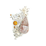 Handmade Garden Quartz Coral Reef Pendant with Citrine & Yellow Sapphires