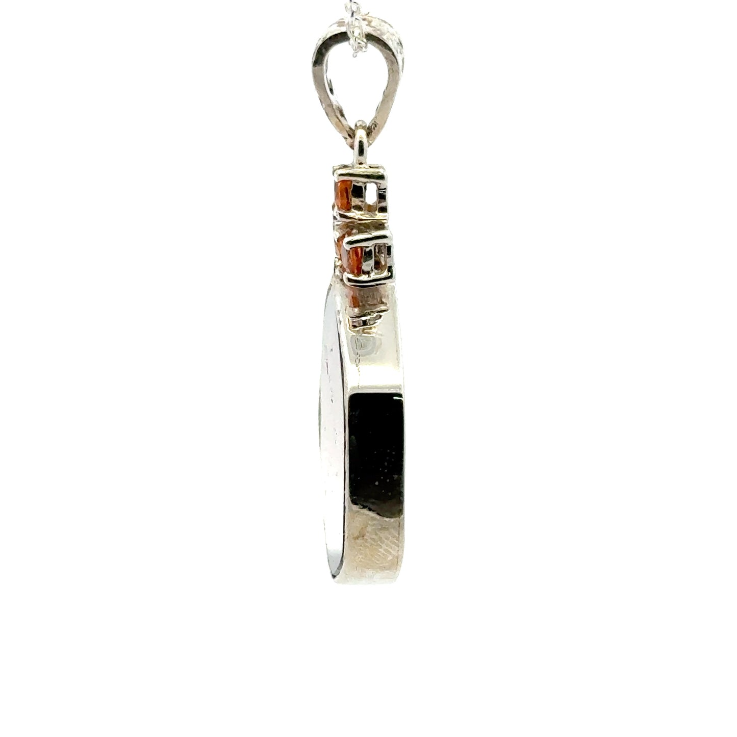 Watermelon Tourmaline with 3 hessonite garnet, set in sterling silver 925
