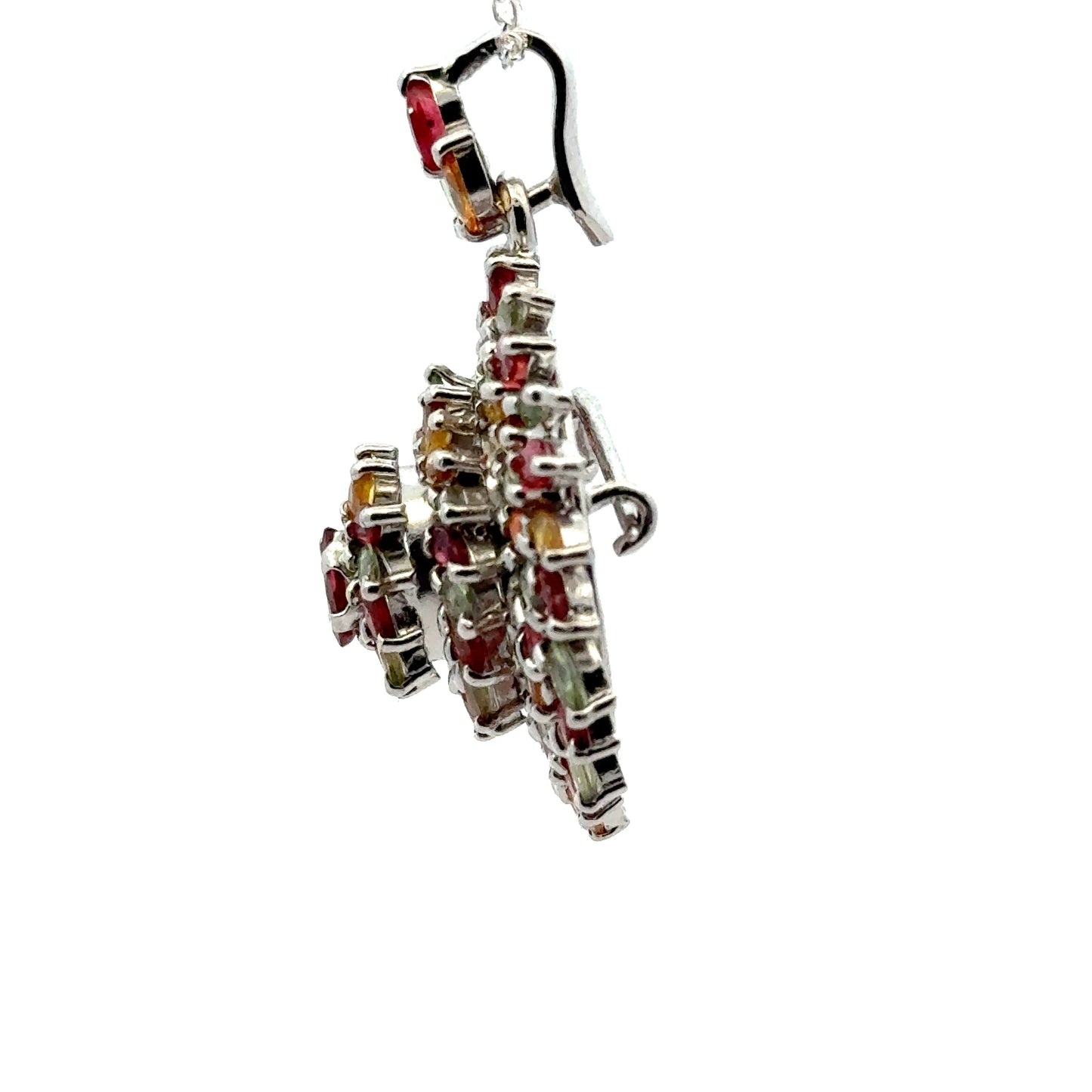 Multicolor Sapphires Pendant & Brooch in 925 Sterling Silver