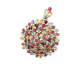 Multicolor Sapphires Pendant & Brooch in 925 Sterling Silver