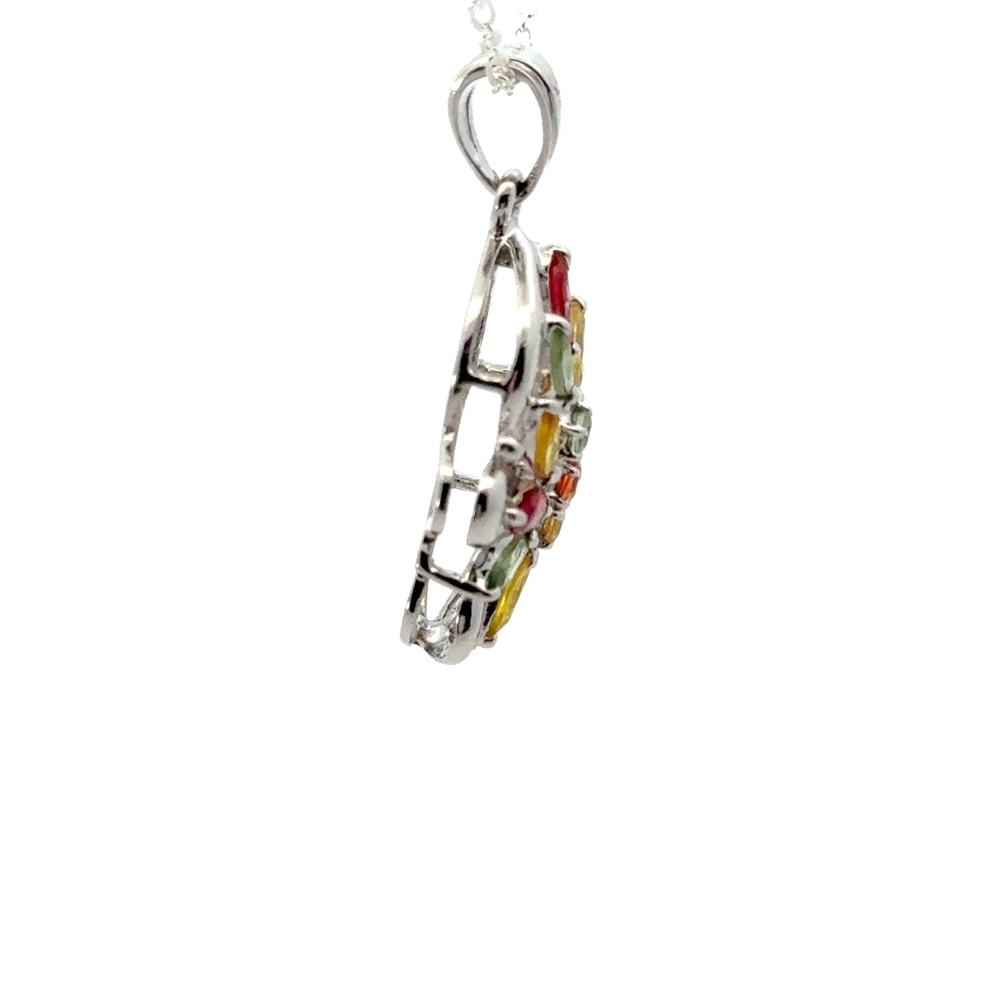 Multicolor Sapphire Pendant in 925 Sterling Silver