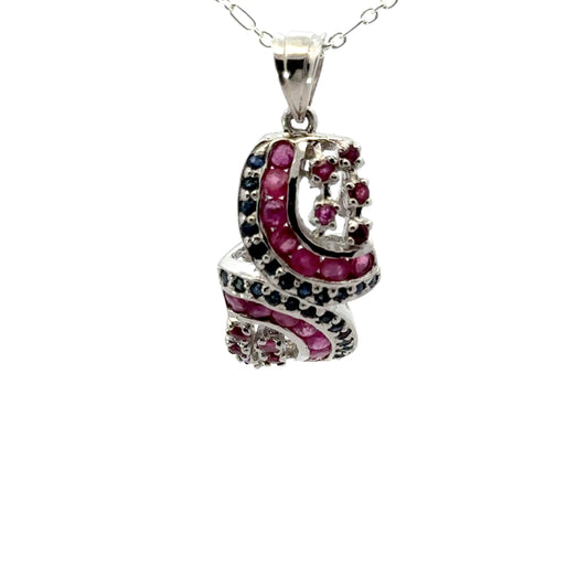 Ruby Sapphire Pendant in 925 Sterling Silver