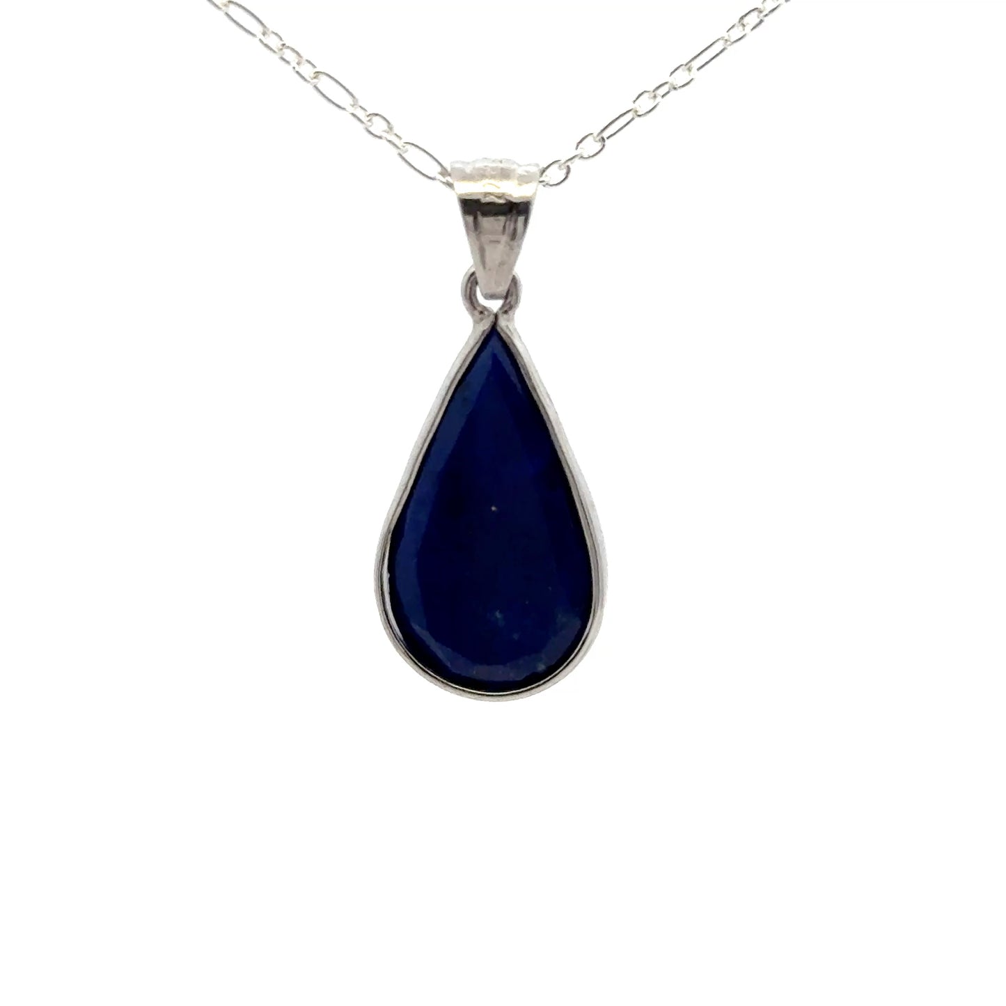 Faceted Lapis Lazuli Pendant, set in 925 sterling silver