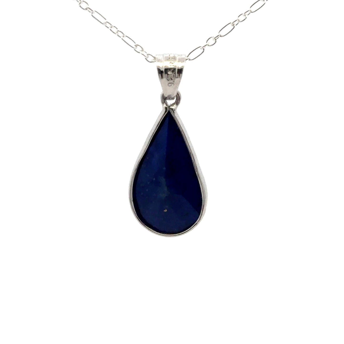 Faceted Lapis Lazuli Pendant, set in 925 sterling silver