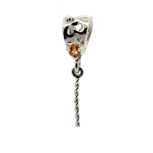 925 Sterling Silver Peg Bail with Faceted Sapphire
