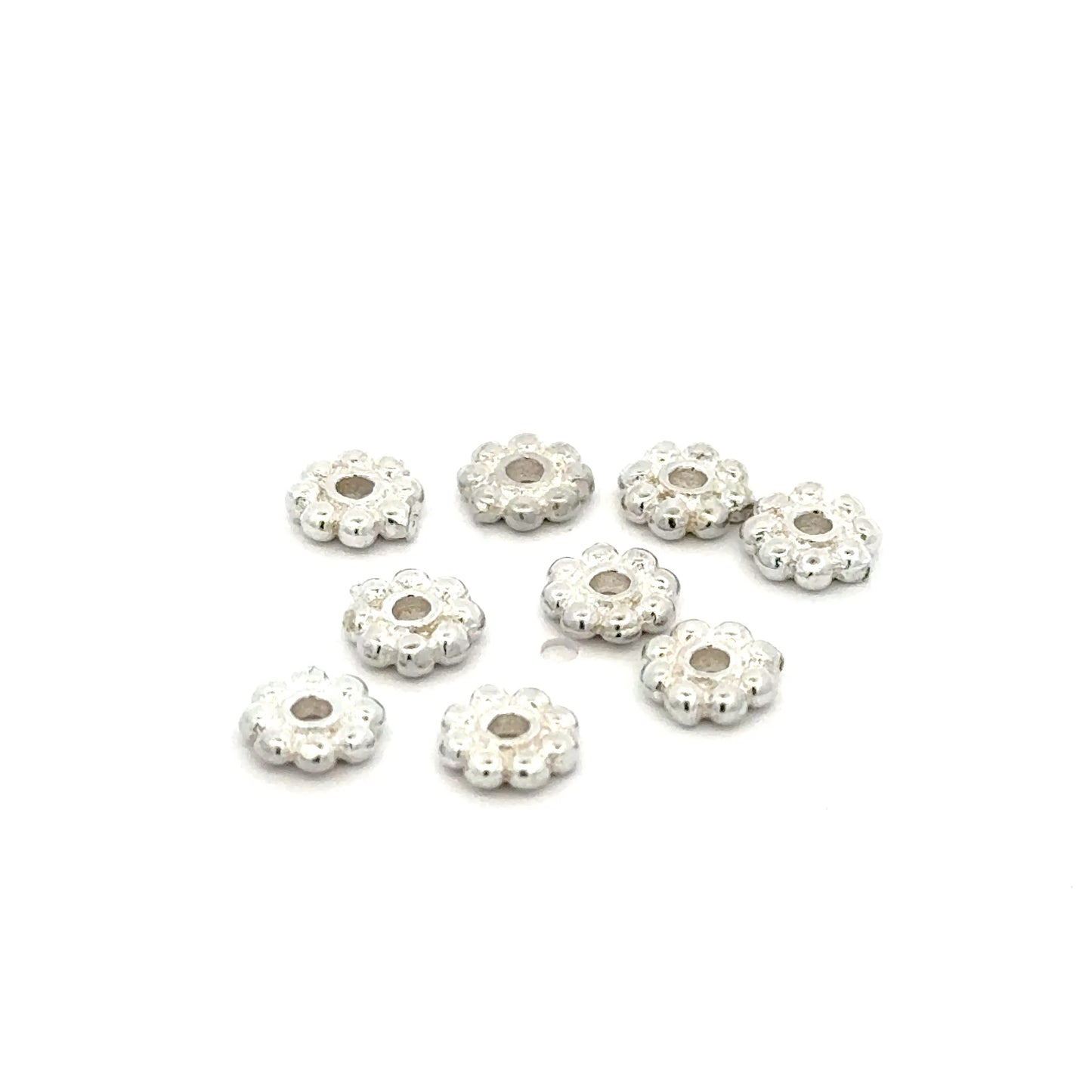 925 Sterling Silver Pack of 10 Daisy Spacers