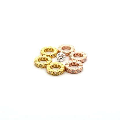 925 Sterling Silver Pack of 5 Cubic Zirconia Spacers