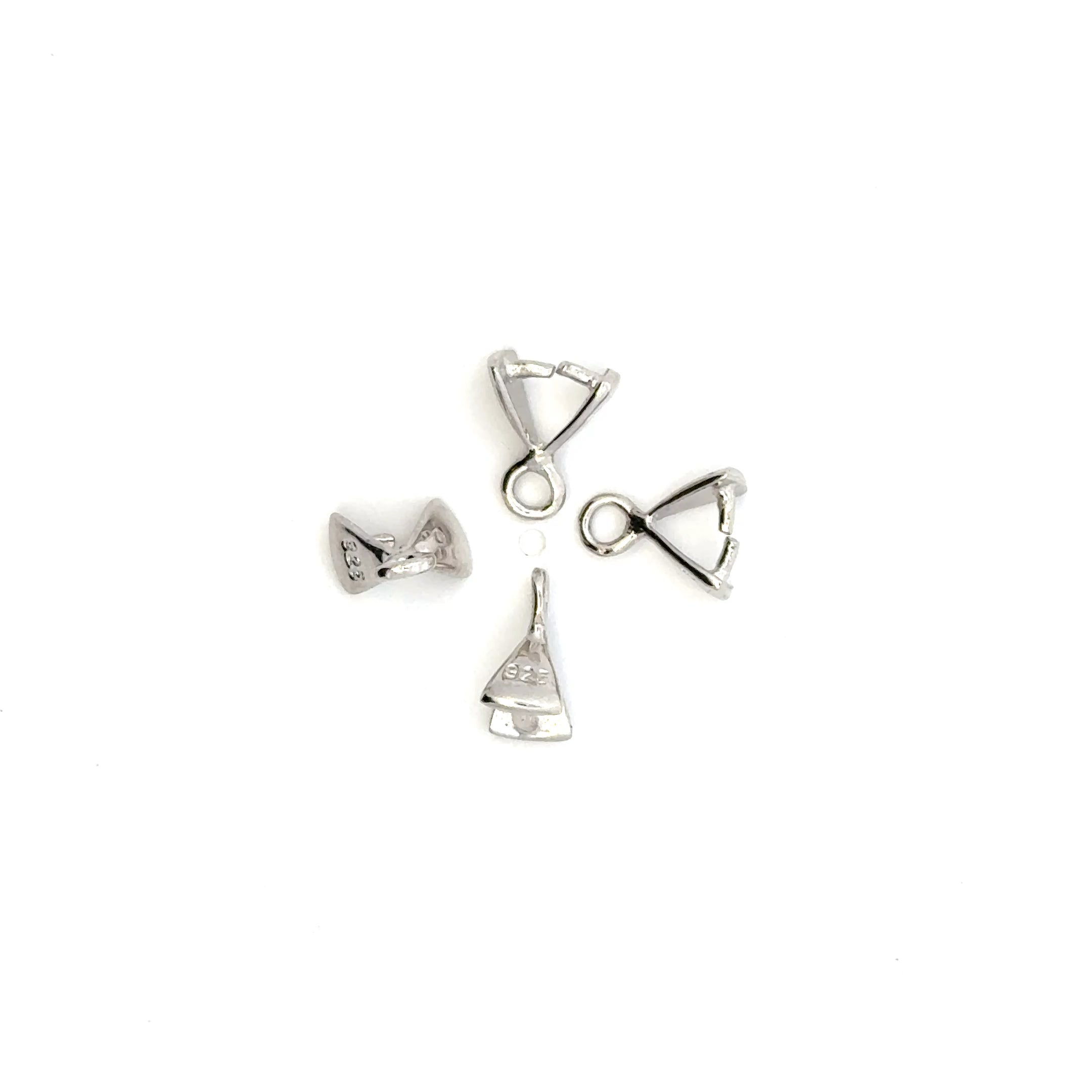 Sterling Silver Triangle Pinch Bail | Pack of 6 - Geometric – Reza Gem ...