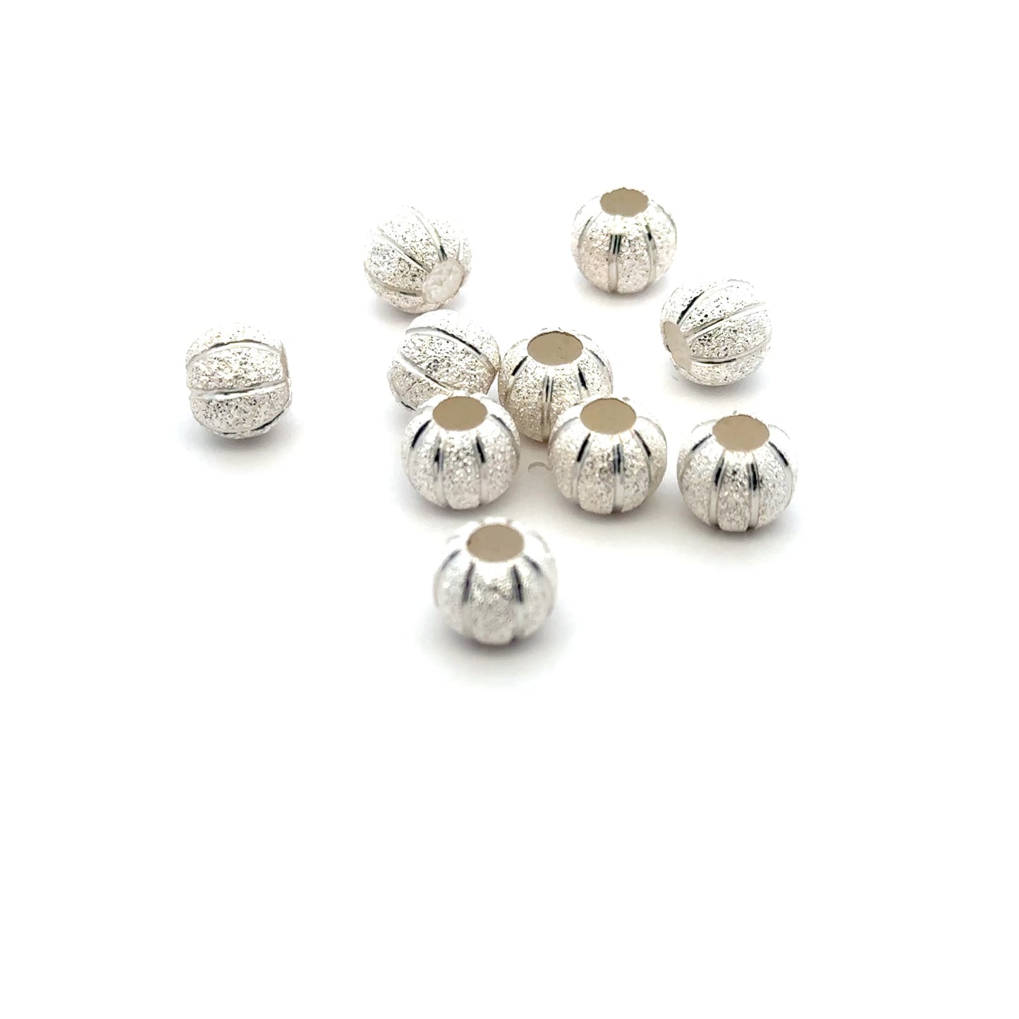 925 Sterling Silver Pak of 10 Pumpkin Beads