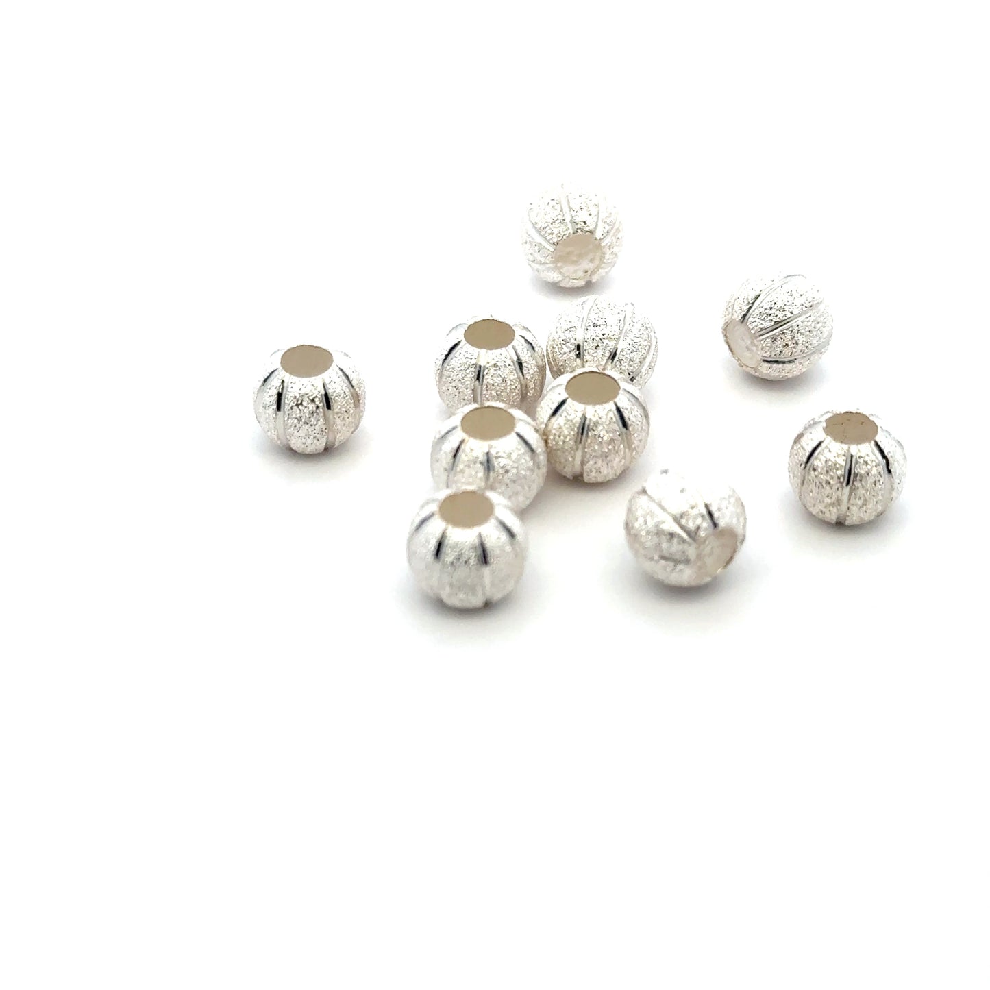 925 Sterling Silver Pak of 10 Pumpkin Beads