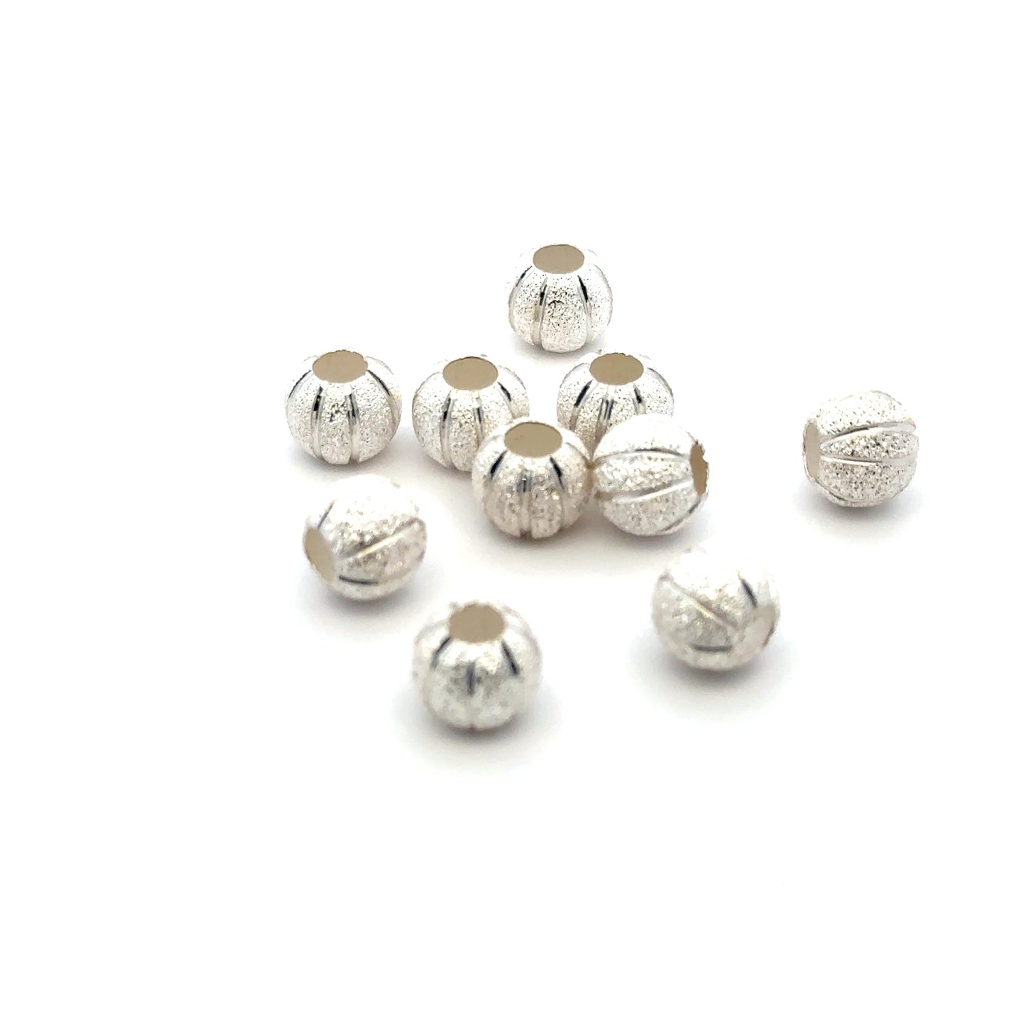 925 Sterling Silver Pak of 10 Pumpkin Beads