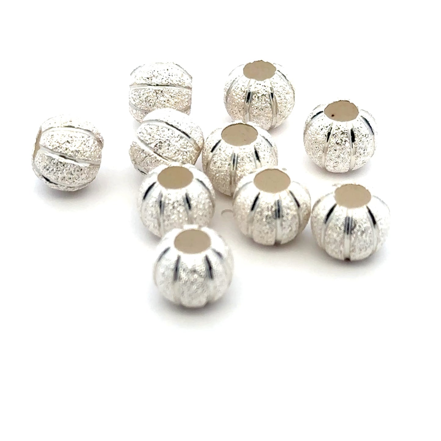 925 Sterling Silver Pak of 10 Pumpkin Beads