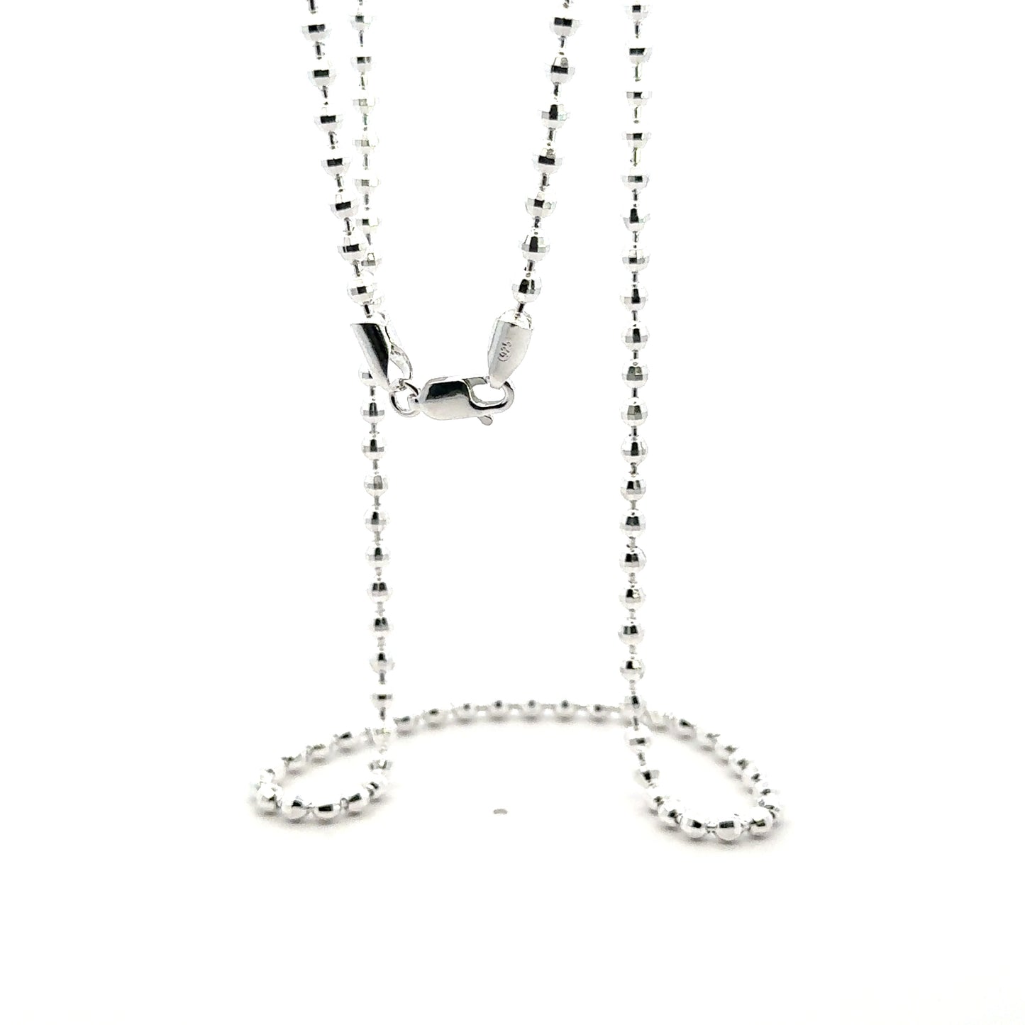 925 Sterling Silver Faceted Disco Ball Chain