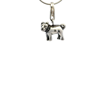 925 Sterling Silver Dog & Spiked-Collar Charm with Tear-drop - Lobster Clasp