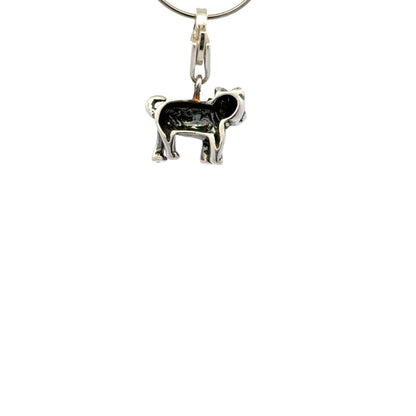 925 Sterling Silver Dog & Spiked-Collar Charm with Tear-drop - Lobster Clasp