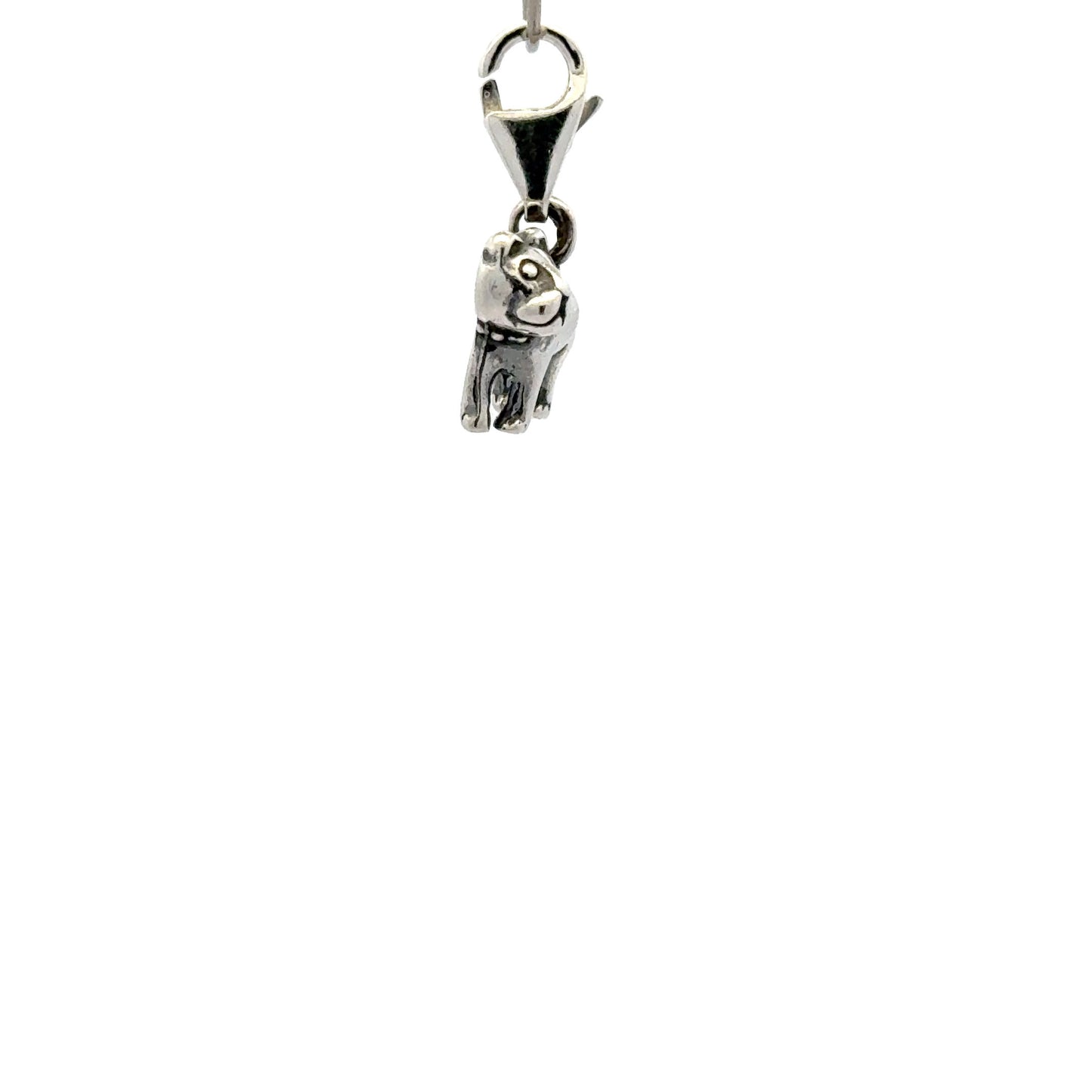 925 Sterling Silver Dog & Spiked-Collar Charm with Tear-drop - Lobster Clasp
