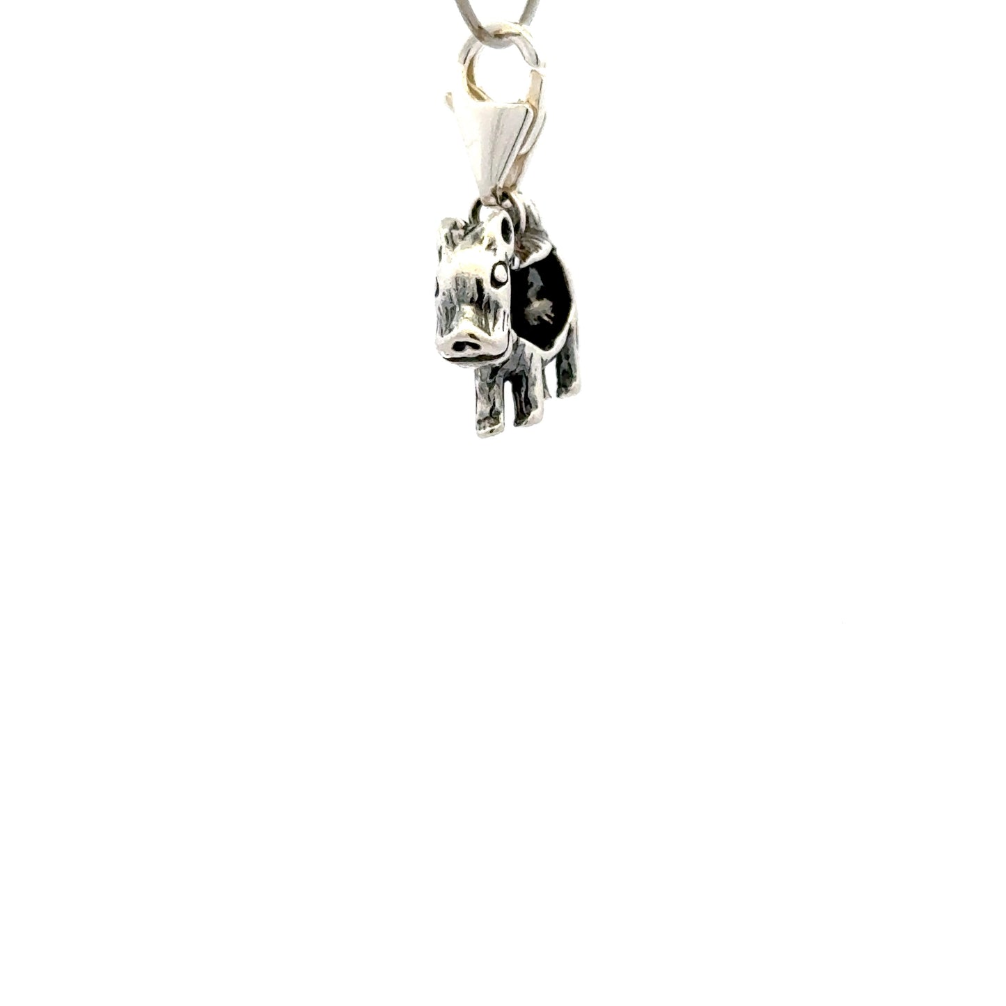 925 Sterling Silver Dog in Smooth-Collar with Tear-drop - Lobster Clasp