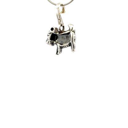925 Sterling Silver Dog in Smooth-Collar with Tear-drop - Lobster Clasp