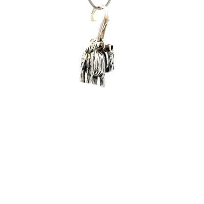 925 Sterling Silver Dog in Smooth-Collar with Tear-drop - Lobster Clasp